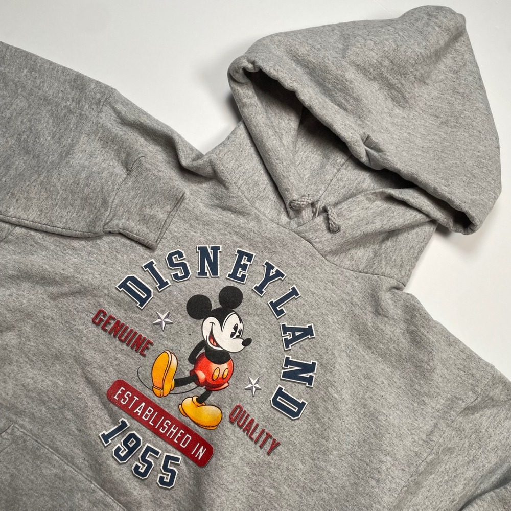 Disneyland Mickey Mouse Hoodie Gray Established 1955 Pullover Sweatshirt Mens S